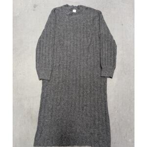 New Day Women XXL Gray Long Sleeve Textured Knit Midi Pullover Sweater Dress